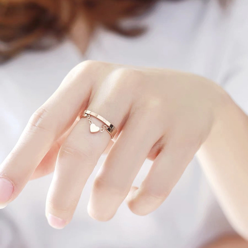 Roman Numeral Heart Chain Ring